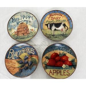 Cracker Barrel Farmers Market Set of 4 Dessert Plates by Susan Winget 8” w/ Box